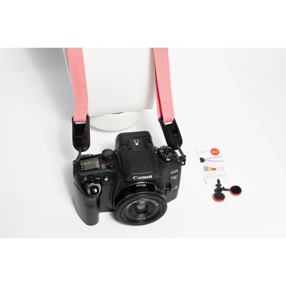 Small Adjustable 20-35" Pink Camera Neck Strap w/ Peak Design Anchors / Cotton - Picture 8 of 14